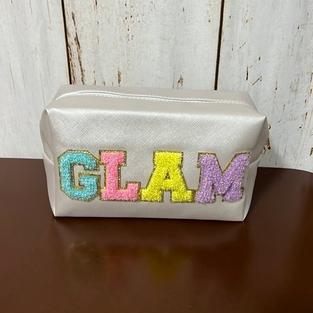 Chenille Letter 'GLAM' Cosmetic‎ Bag
